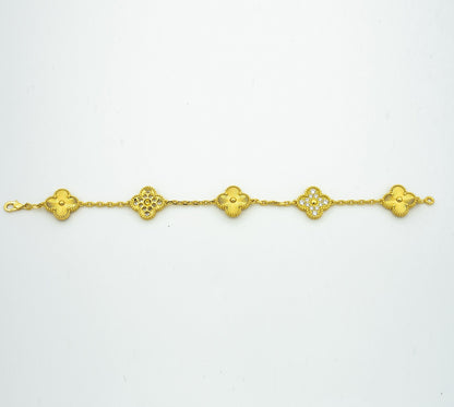 [Love More]CLOVER ARMBAND 5 MOTIVE GOLD DIAMANT 