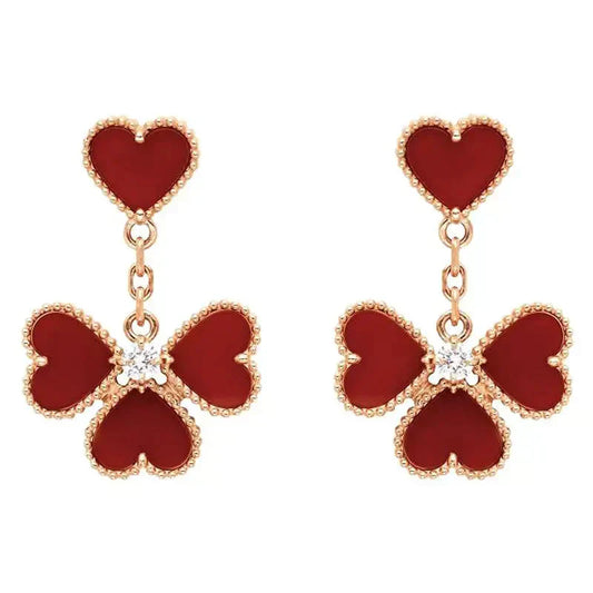 [Love More]SWEET CLOVER CARNELIAN EARRINGS