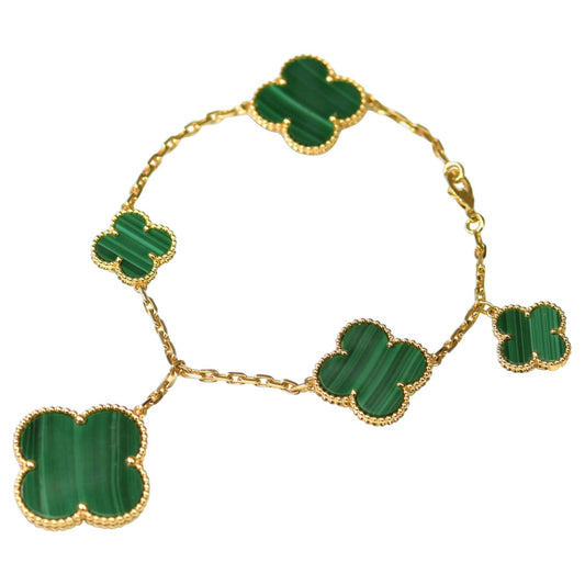 [Love More]MAGIC CLOVER MALACHITE GOLD BRACELET 5 MOTIFS