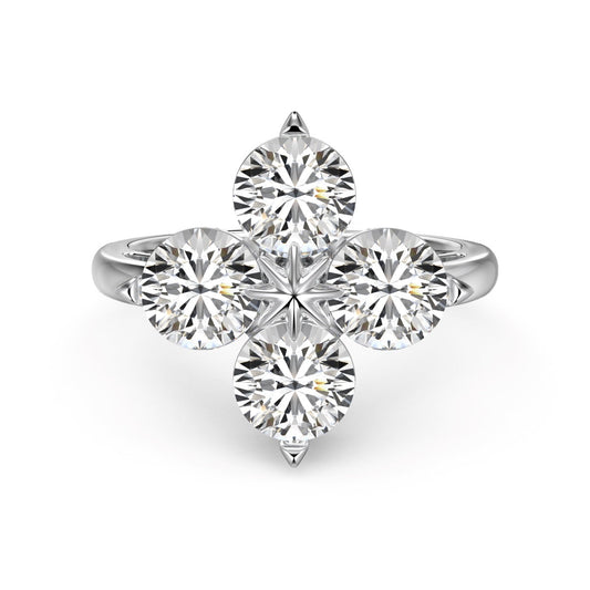 Four-Leaf Clover Eight-Pointed Star Ring