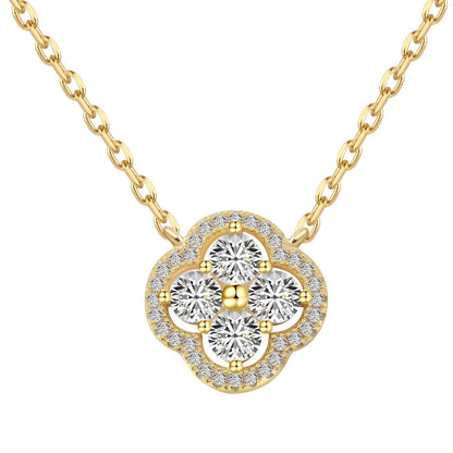 Exquisite Necklace With Four-Leaf Clover Flower Design