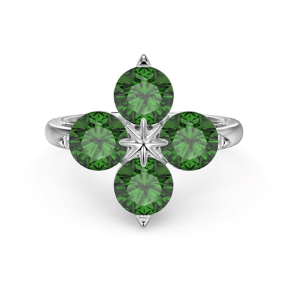 Four-Leaf Clover Eight-Pointed Star Ring