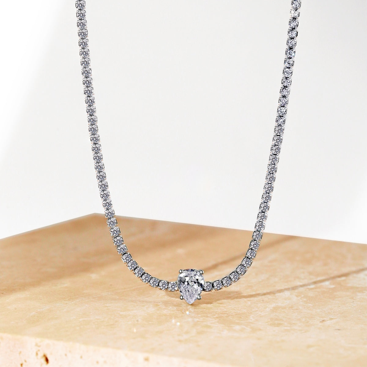 1.0 carat Unique Pear Cut Tennis Necklace