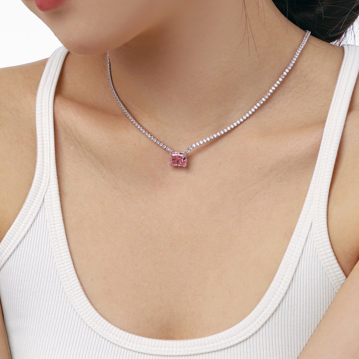 4.0 Carat Elegant Radiant Cut Necklace