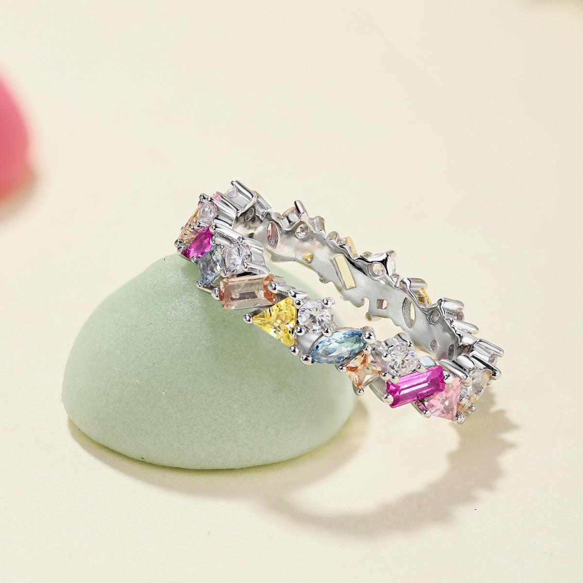 Dazzling Polychromatic Multi cut Daily Ring