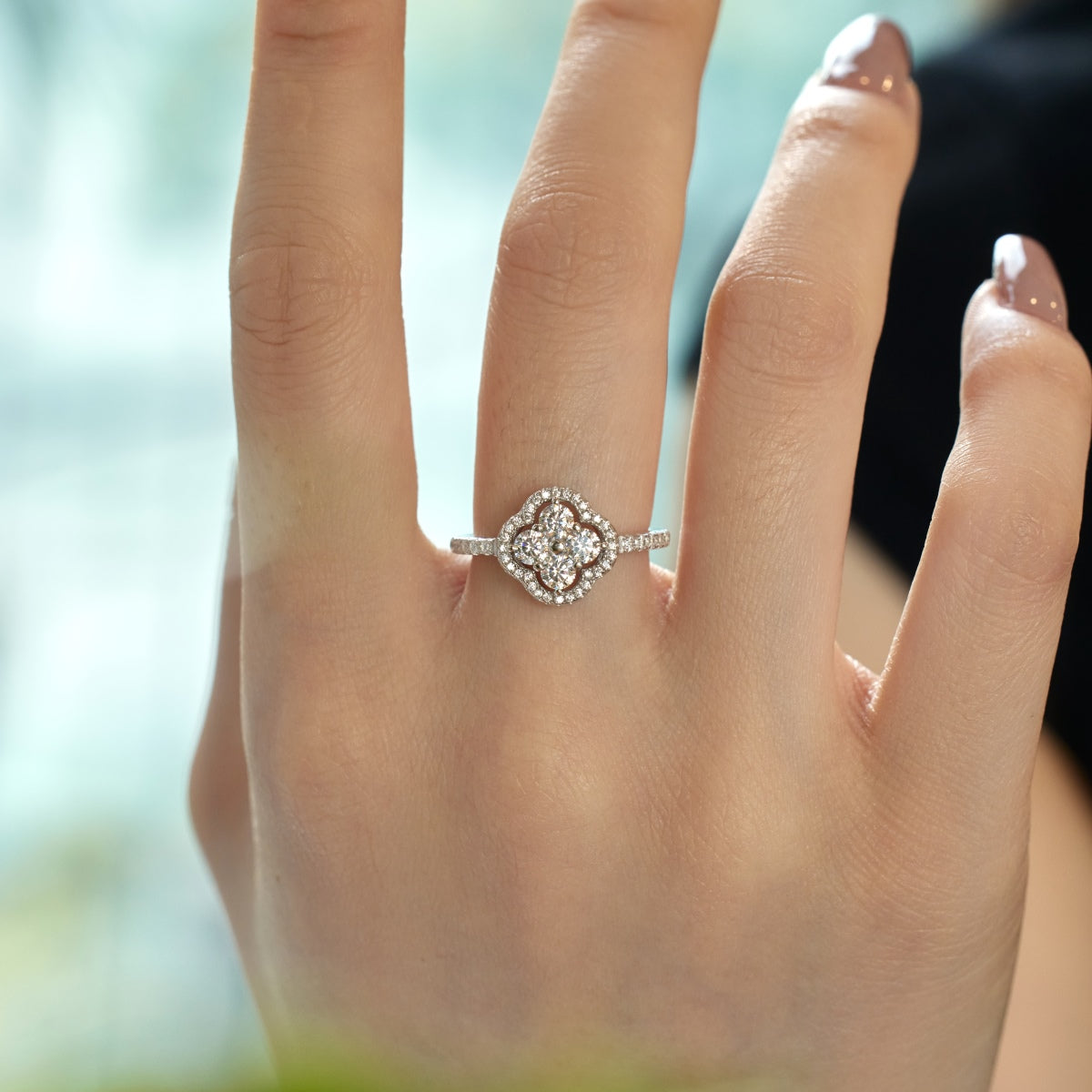 Four Leaf Clover Flower Design Ring