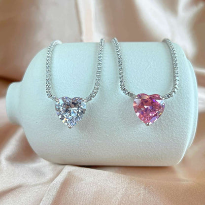 8.0 Carat Versatile Colorful Sweet Heart-Shaped Tennis Necklace