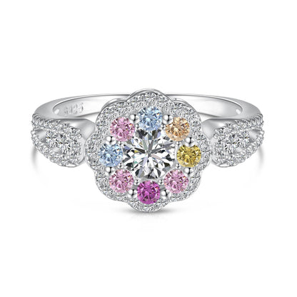 Delicate Colorful Round Cut Flower Shape Wedding Ring