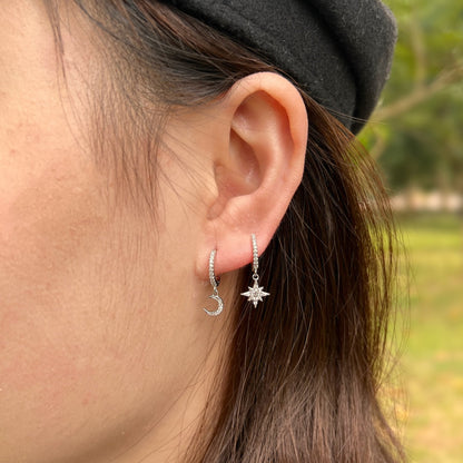 Star and Moon Asymmetric Earrings