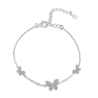 Delicate Butterfly Pendant Bracelet