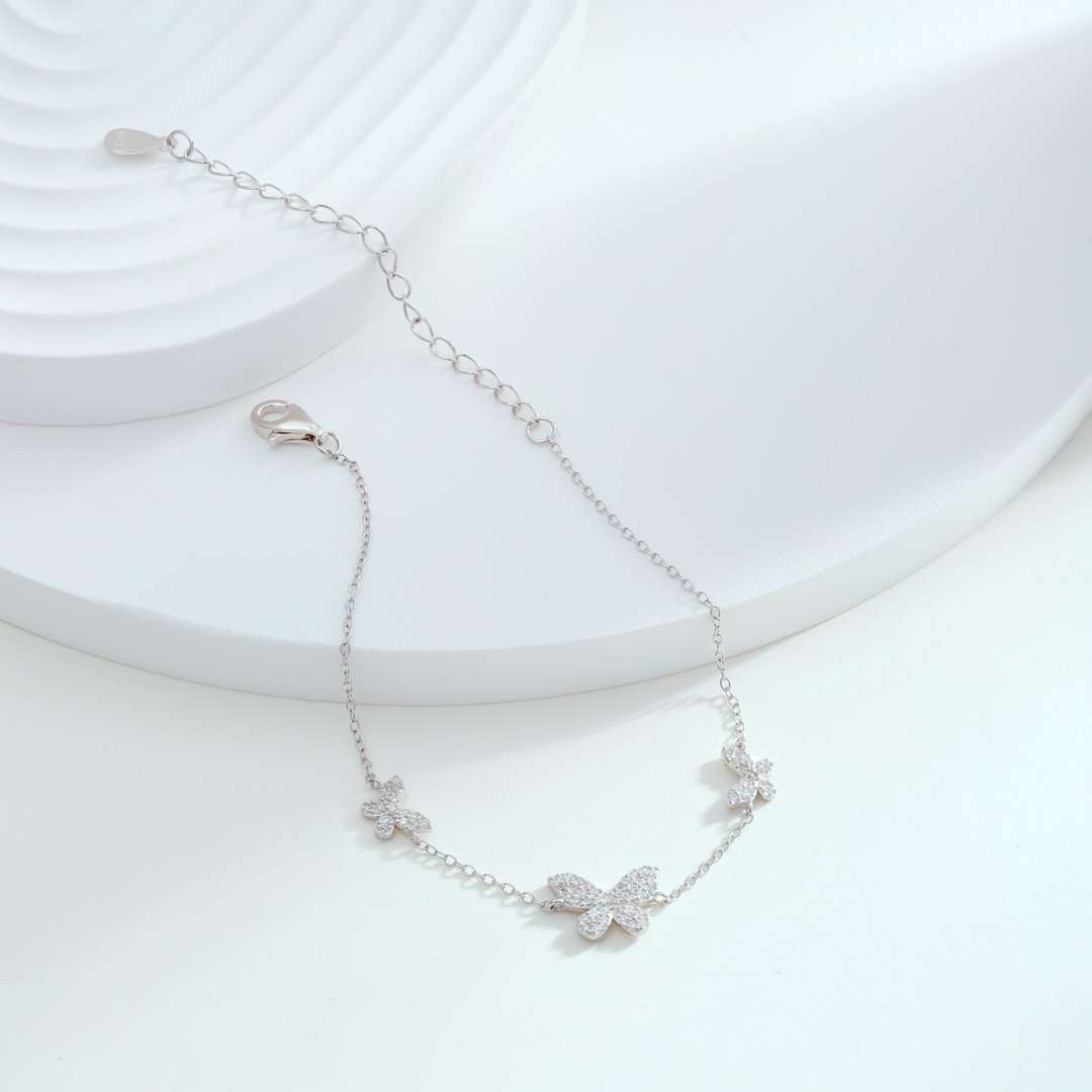 Delicate Butterfly Pendant Bracelet