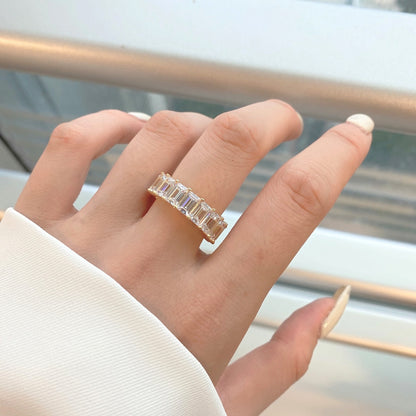 0.75 Carat Elegant Emerald Cut Tennis Ring