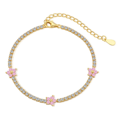 Sparkling Flower Shape Tennis Bracelet