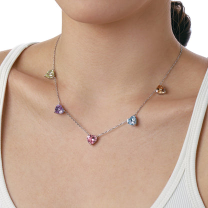 Sparkling Colorful Heart Cut Necklace