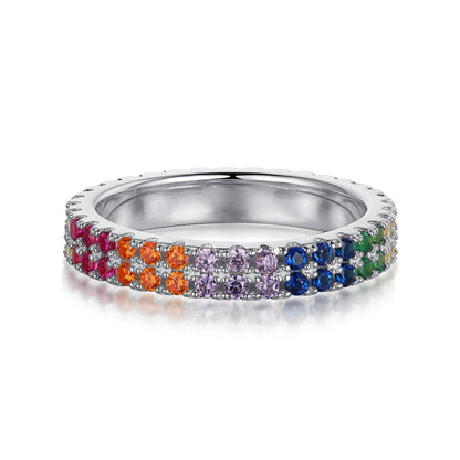 Unique Colorful Round Cut Tennis Ring