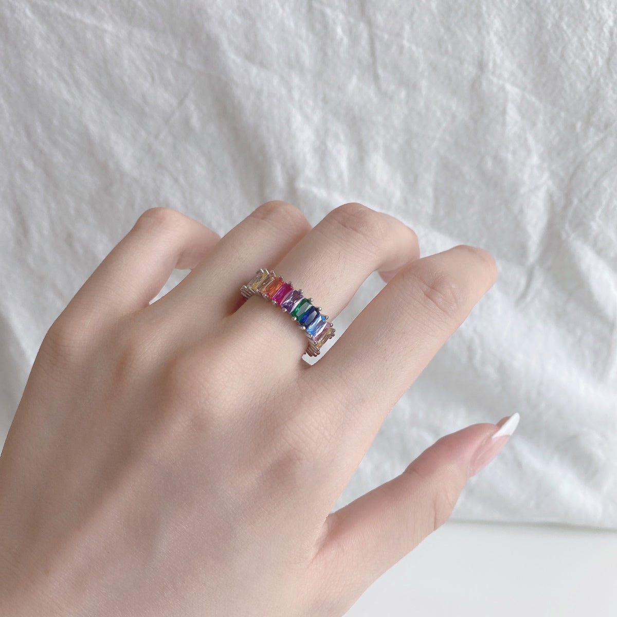 Unique Colorful Radiant Cut RIng