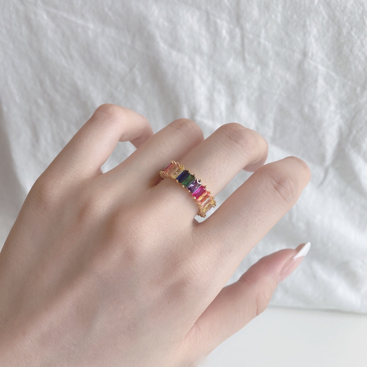 Unique Colorful Radiant Cut RIng