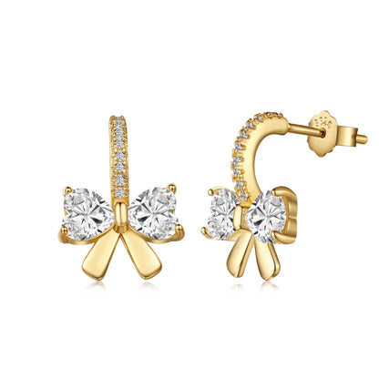 Exquisite Earrings With Heart-Shaped Bow Design