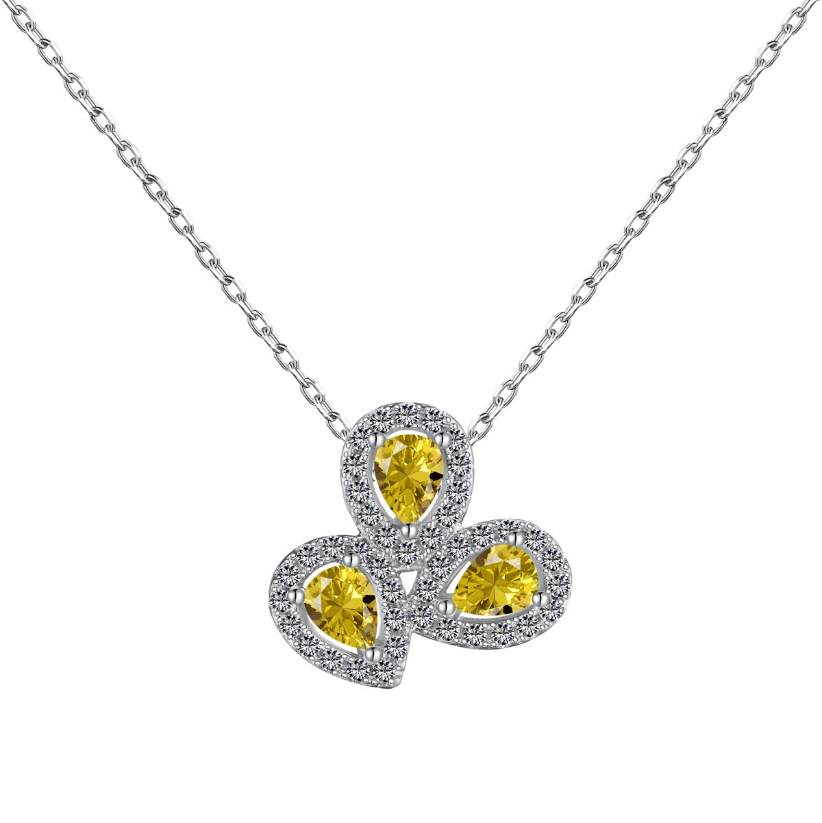 Elegant Flower Shape Pear Cut Necklace