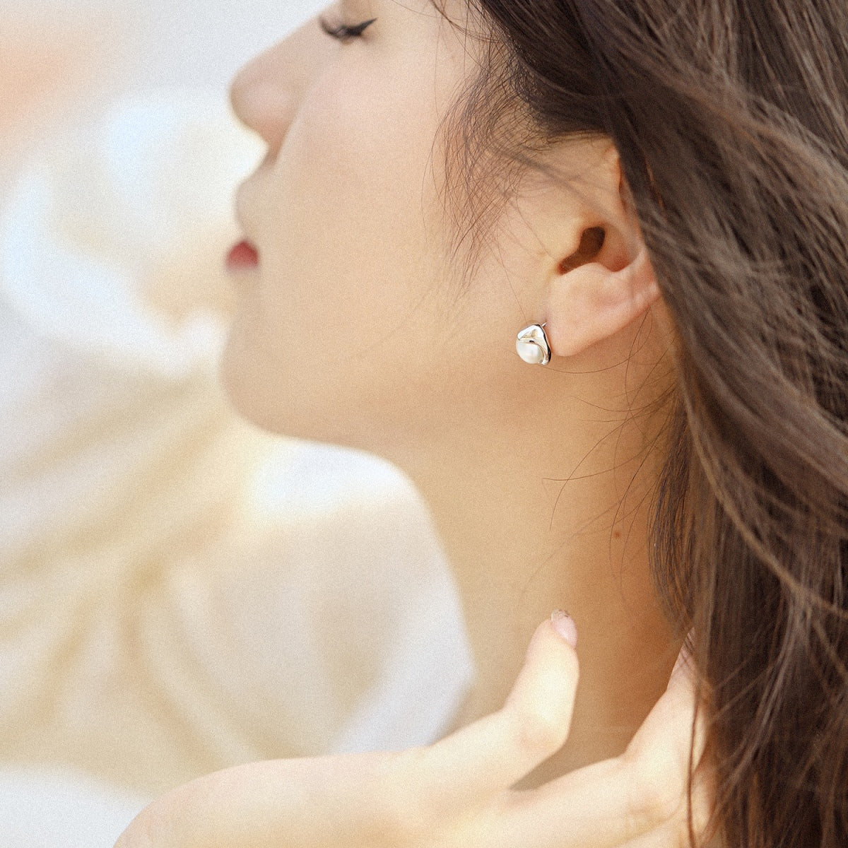 Dainty Bread Pearl Earrings