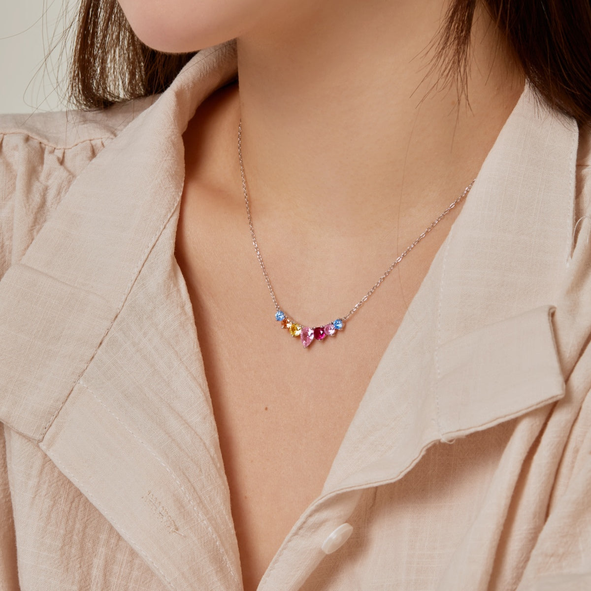 Dainty Colorful Heart Necklace