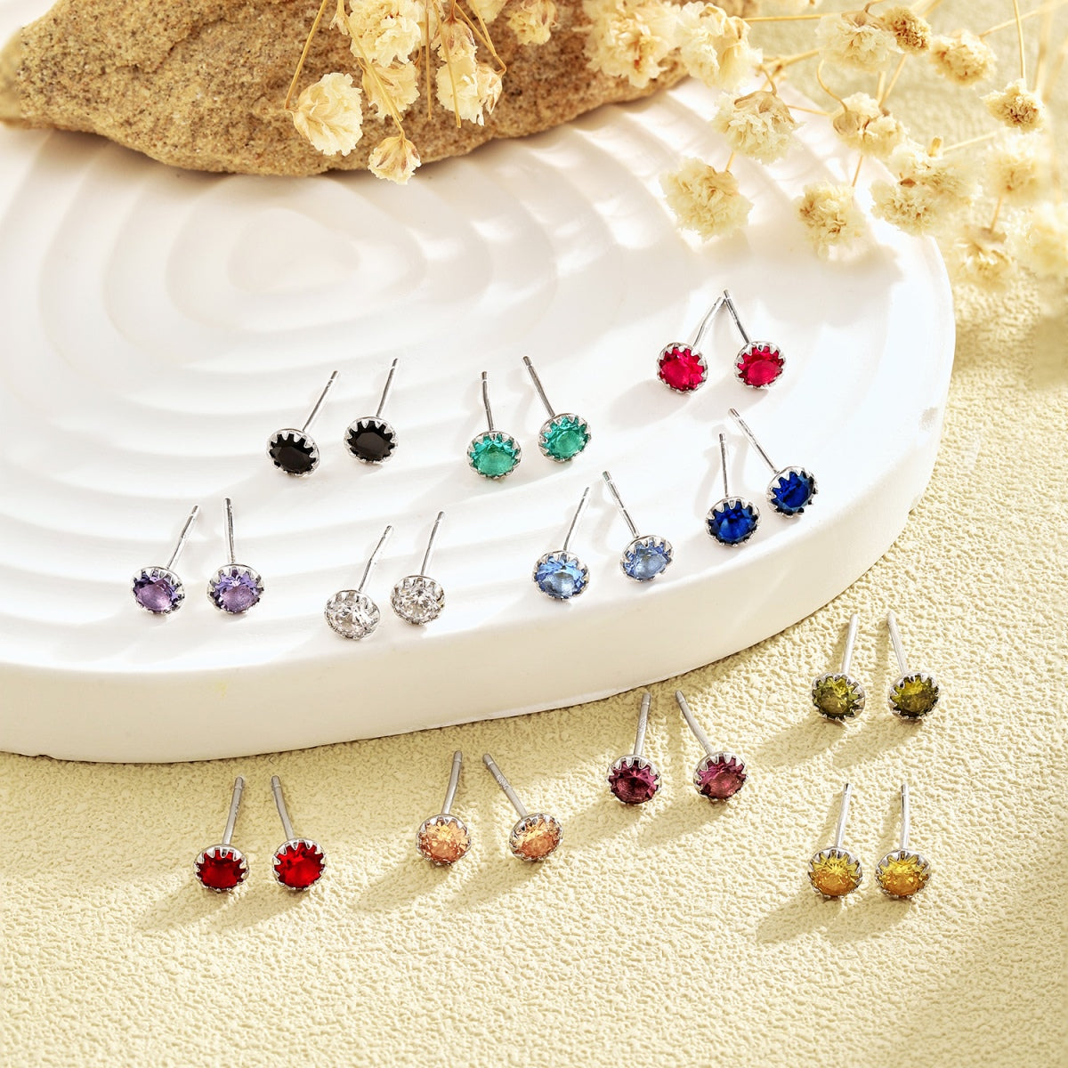 Sparkling Colorful Round Shape Earrings