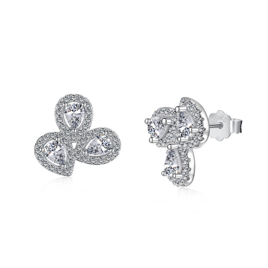 Ornate Flower Shape Pear Cut Lover Earrings