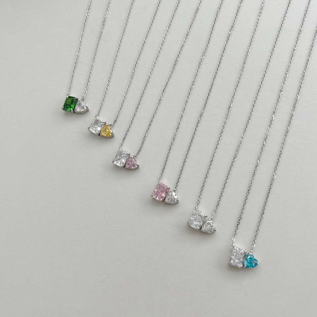 Dazzling Square & Heart Shape Necklace