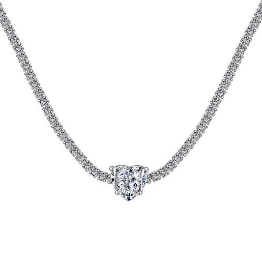 2.0 Carat Sparkling Tennis Heart Cut Necklace