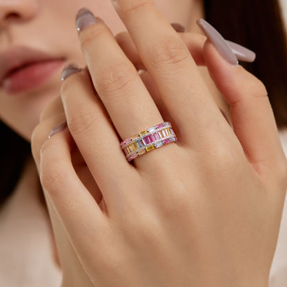 Dazzling Colorful Radiant Cut Party Ring