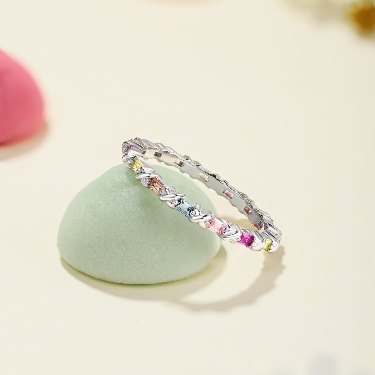 Charming Colorful Round Cut Daily Ring