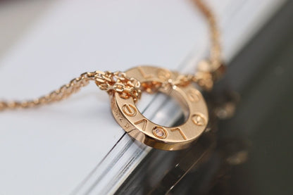 [Love More]LOVE NECKLACE ADJUSTABLE ROSE GOLD 2 DIAMOND