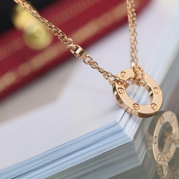 [Love More]LOVE NECKLACE ADJUSTABLE ROSE GOLD 2 DIAMOND