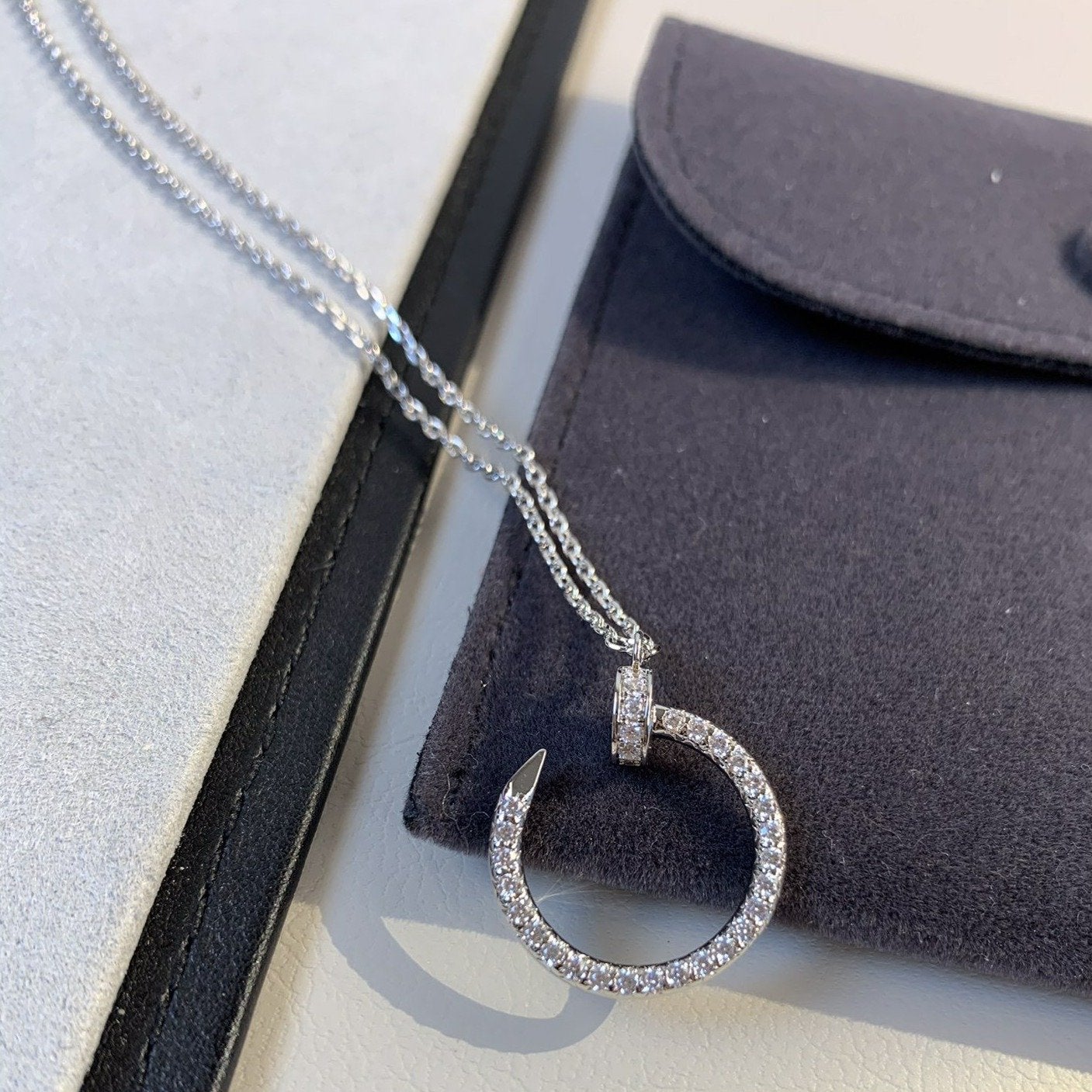 [Love More]JUSTE NECKLACE SILVER DIAMONDS