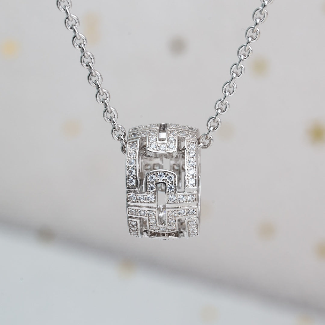 [Love More]PARENTESI NECKLACE SILVER DIAMOND