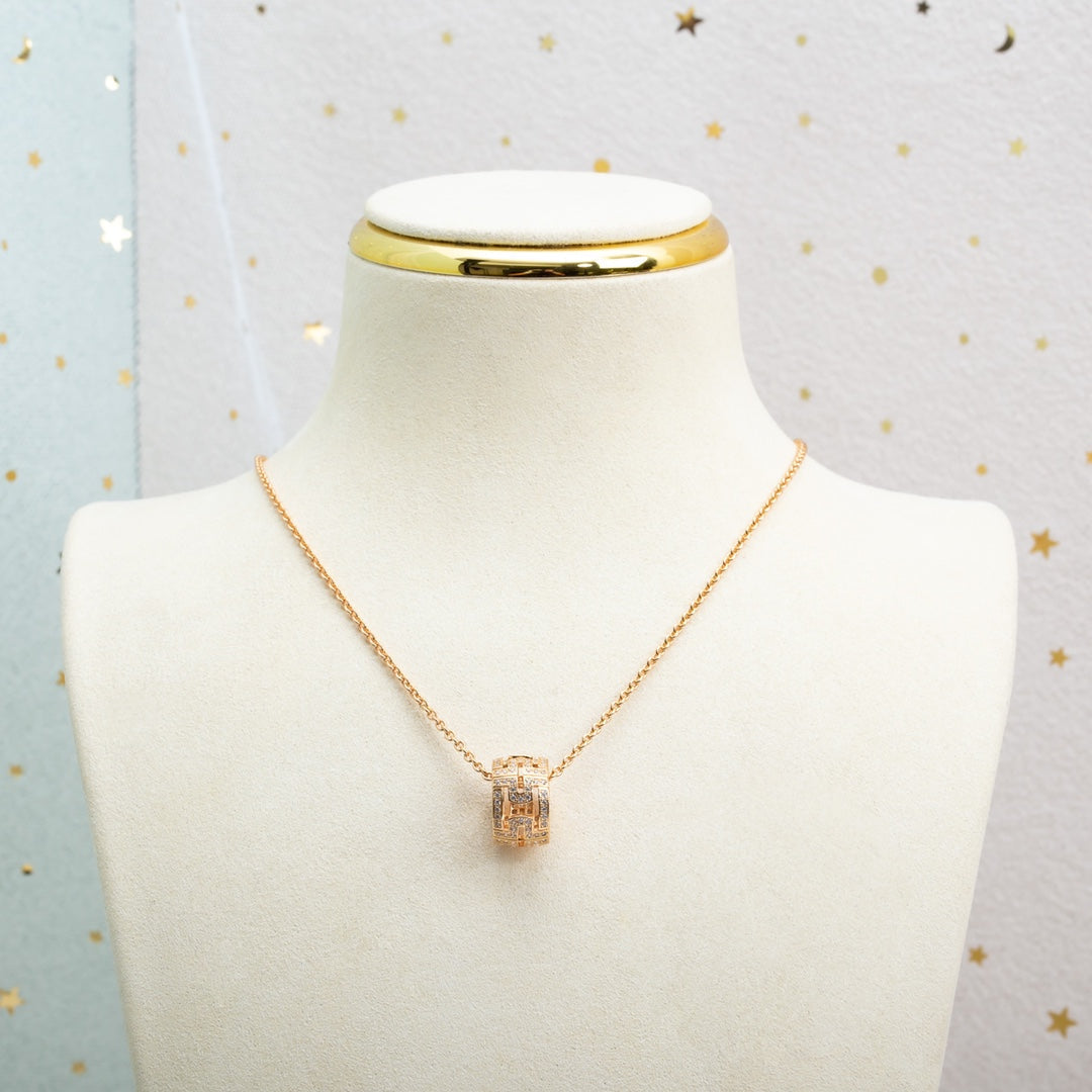 [Love More]PARENTESI NECKLACE PINK GOLD DIAMOND