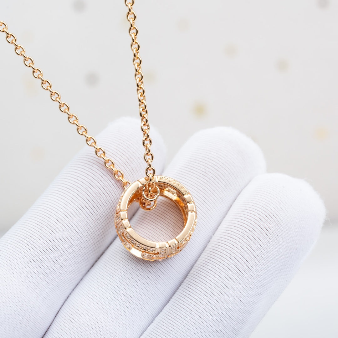 [Love More]PARENTESI NECKLACE PINK GOLD DIAMOND