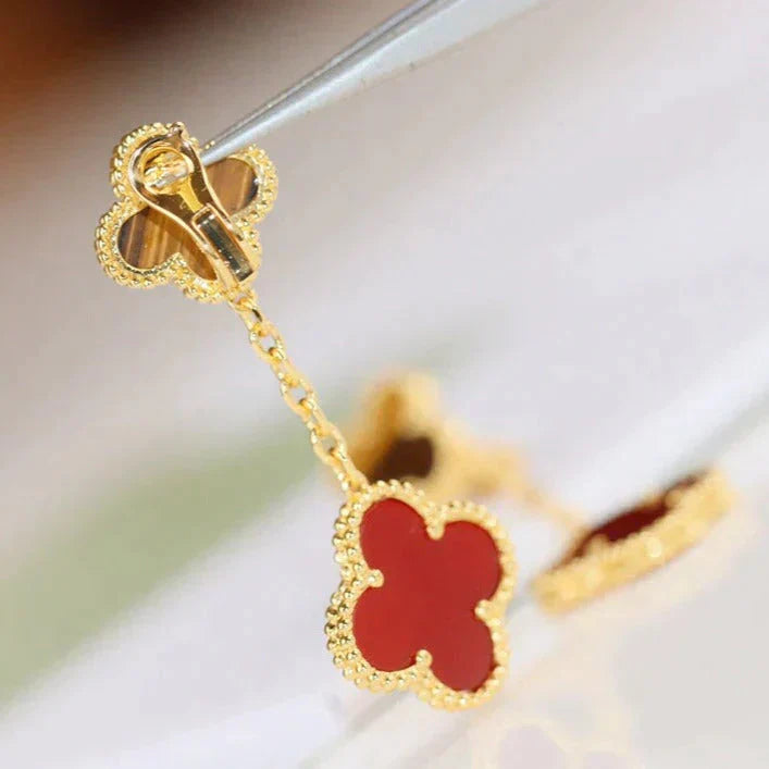 [Love More]CLOVER  2 MOTIF  TIGER EYE CARNELIAN EARRINGS