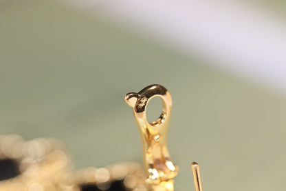 [Love More]CLOVER EARRINGS GOLD ONYX MOP 3 MOTIF