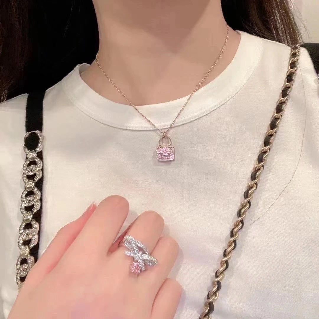 [Love More]CONSTANCE ANHÄNGER LILA DIAMANT HALSKETTE