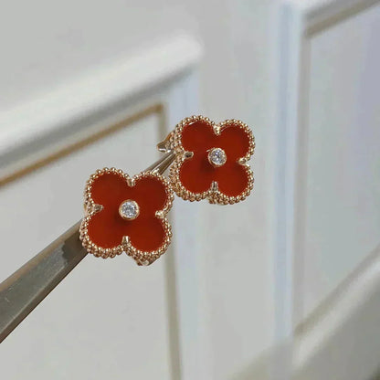 [Love More]CLOVER MEDIUM 1 MOTIFS CARNELIAN DIAMOND Ohrringe