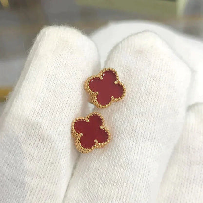 [Love More]CLOVER MINI 9.5MM CARNELIAN EARRINGS