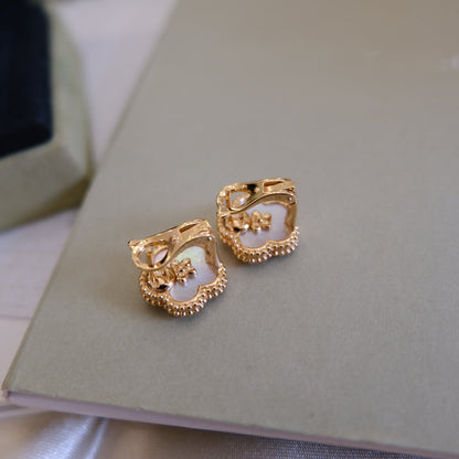 [Love More]LUCKY PINK GOLD WHITE MOP EARRINGS