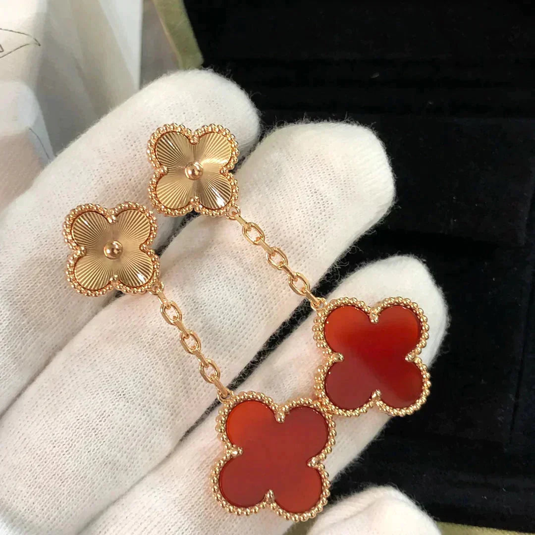 [Love More]CLOVER 2 MOTIV LASER CARNELIAN OHRRINGE