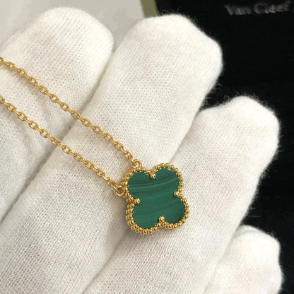 [Love More]CLOVER 15MM MALACHITE SINGLE FLOWER  NECKLACE