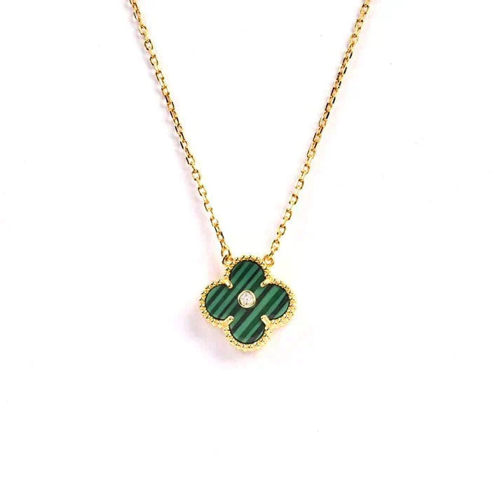 [Love More]CLOVER 15MM DIAMOND TURQUOISE NECKLACE