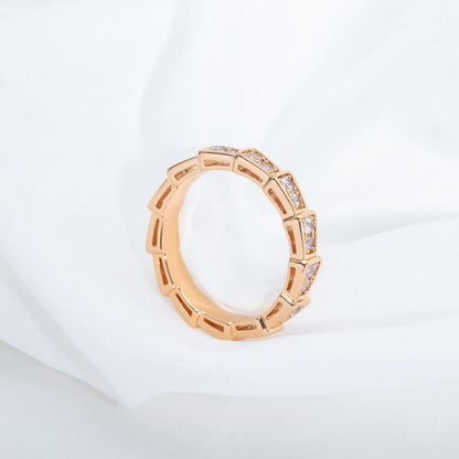 [Love More]SERPENTI RING PINK GOLD DIAMOND PAVED 3MM