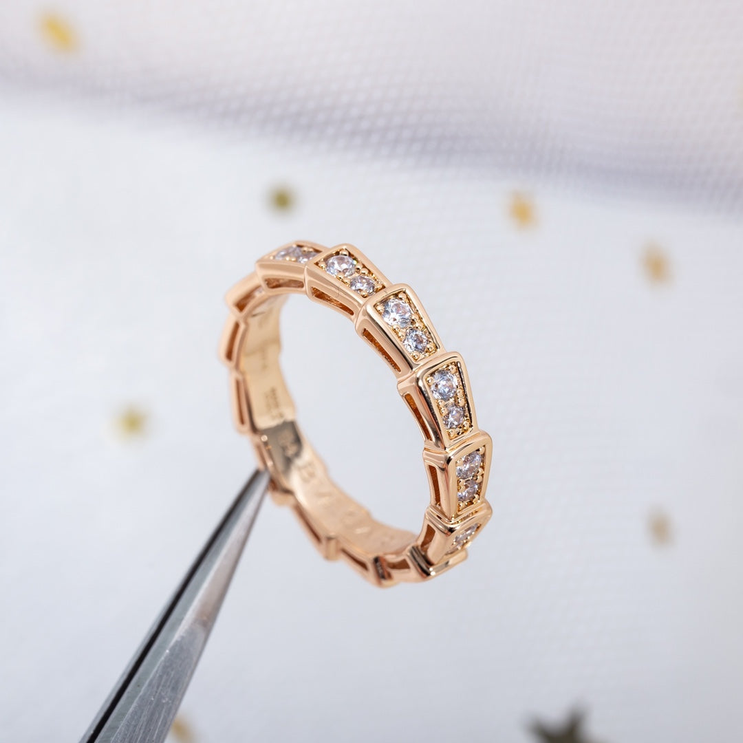 [Love More]SERPENTI RING PINK GOLD DIAMOND PAVED 3MM