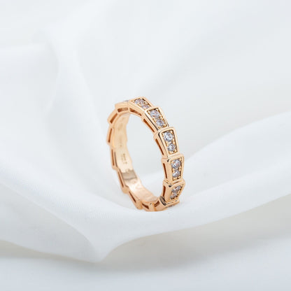 [Love More]SERPENTI RING PINK GOLD DIAMOND PAVED 3MM