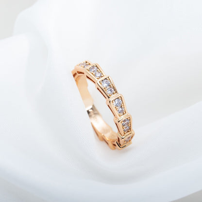 [Love More]SERPENTI RING PINK GOLD DIAMOND PAVED 3MM